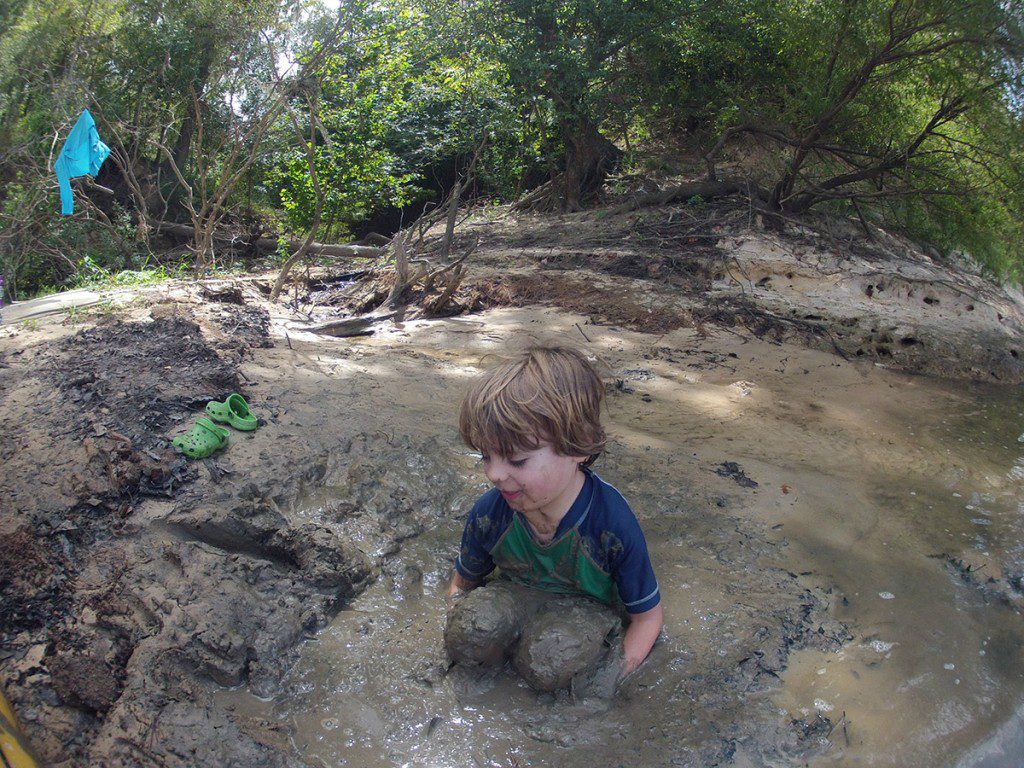 To prepare for RiverTrek, Max and I participated in a warm up paddle on the upper Apalachicola. Here, Max wallows in the mud on Means Creek, named for Dr. Bruce Means.