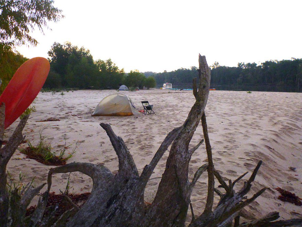 Camping on a sand bar on the Apalachicola River, mile marker 43.6 (north of Wewahitchka).