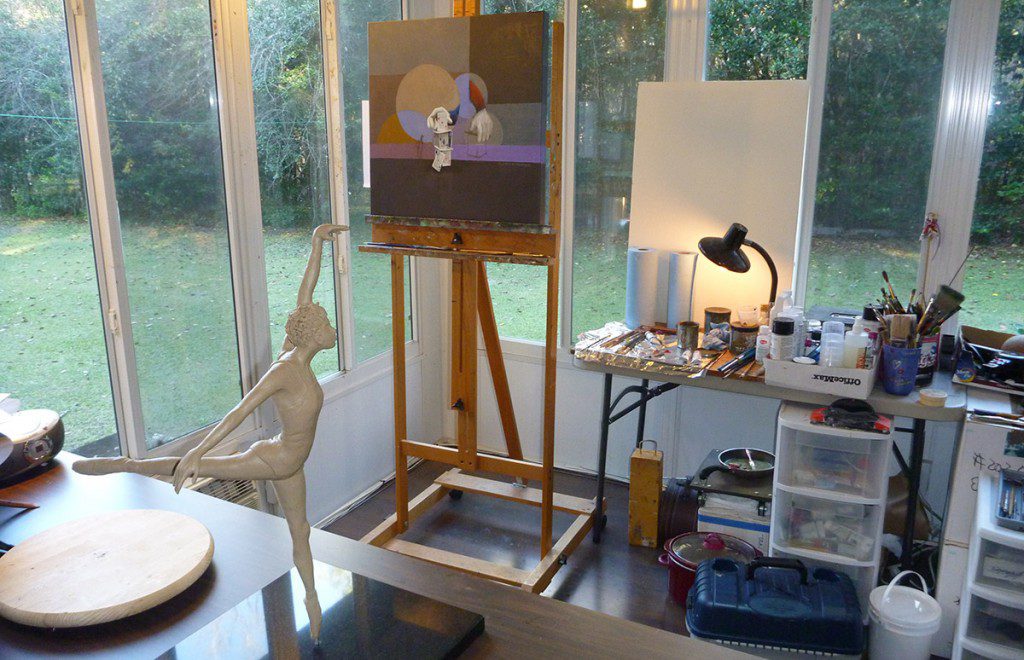 Eluster Richardson's studio. The sculpture on the left was later bronzed and will be a part of Eluster's upcoming display, titles "May I Have This Dance?"