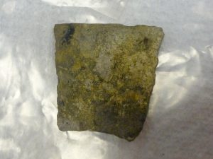 The base of a Suwannee projectile point, found at the Ryan Harley site on the Wacissa River.
