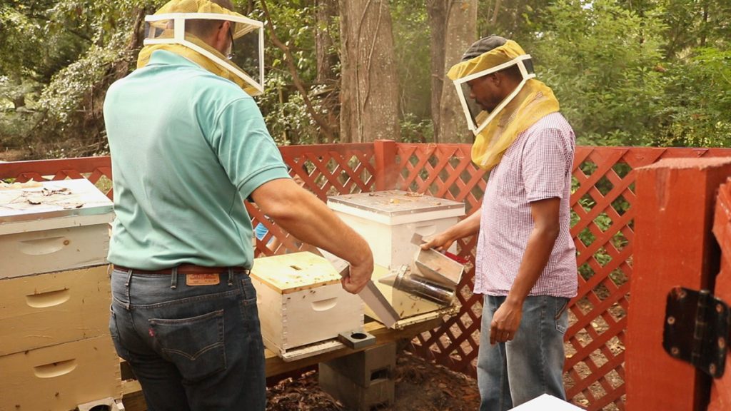 Beekeepers- Lee Bushong (L) and Worrel Diedrick ((R).