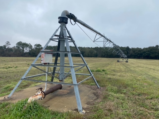 An irrigation center pivot on Casey Cox's farm.