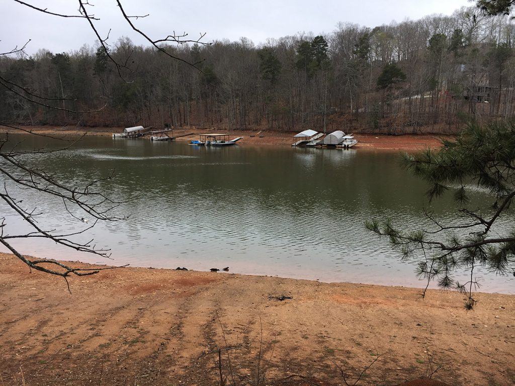 Lowered water levels at Lake Lanier during the 2017 drought. Photo courtesy WABE