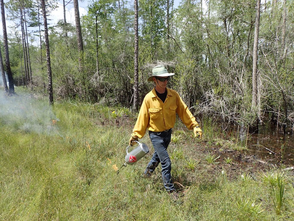 Ryan Means during a 2019 prescribed burn.