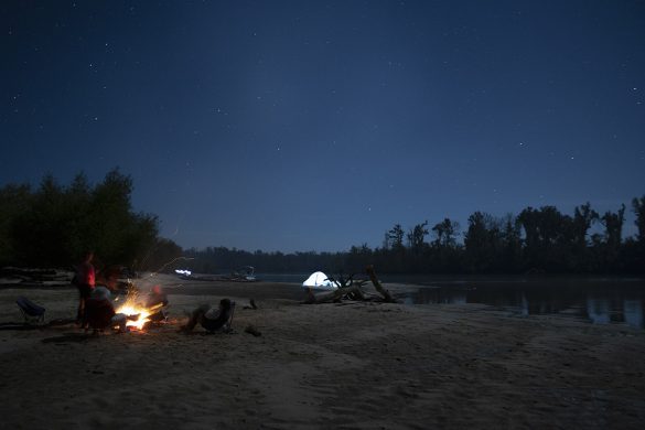 The sand bar at mile 45, at night.