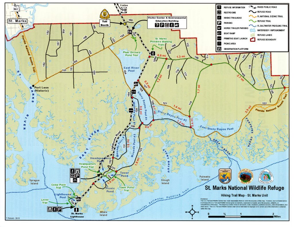 Map of the St. Marks National Wildlife Refuge, created by the US Fish and Wildlife Service.